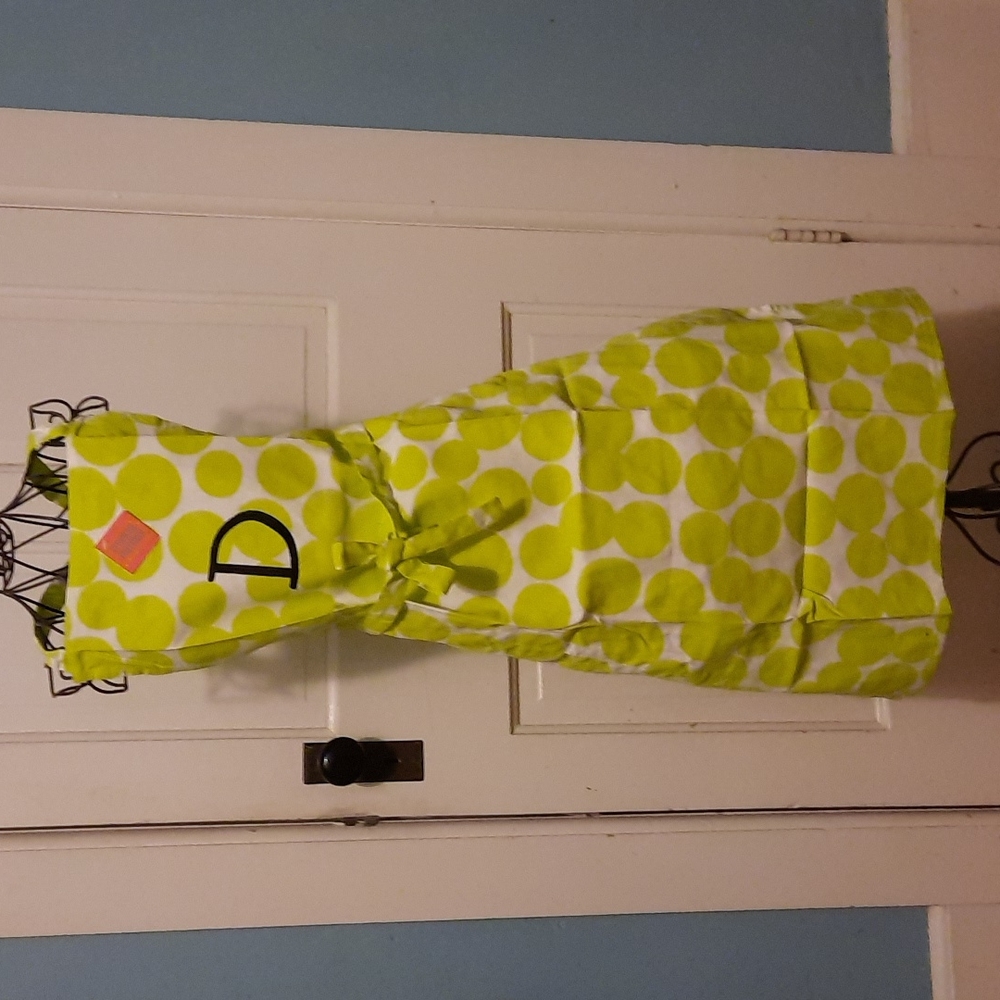 Embroidered Lime Green Polk-A-Dot Cotton Chef Kitchen Apron Baker Cook Gift